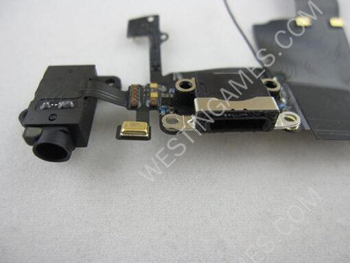 Dock Charging Connector Port with Headphone Jack Flex Cable for iPhone 5C - Black (Pulled) - Image 3