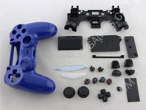 Replacement Complete Housing Shell Case for PS4 Dualshock 4 Controller - Glossy Blue