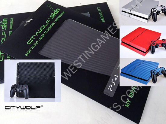 New Complete Carbon Fiber Skin Sticker for PS4 Playstation 4 System and Controller - 5 Colors