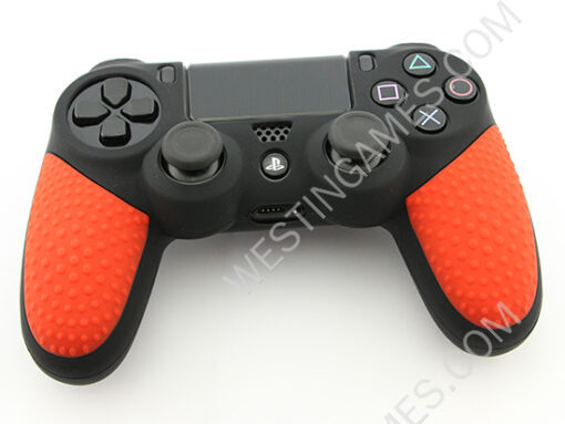 Black Silicone Protective Case with Particle Grip for PS4 Dualshock 4 Controllers - Red - Image 4