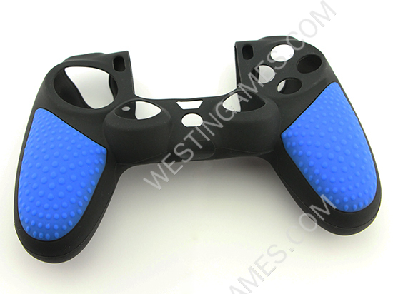 Black Silicone Protective Case with Particle Grip for PS4 Dualshock 4 Controllers - Blue