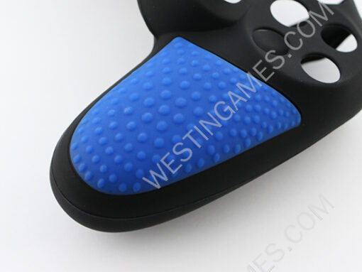 Black Silicone Protective Case with Particle Grip for PS4 Dualshock 4 Controllers - Blue - Image 3