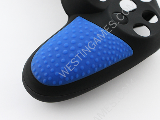 Black Silicone Protective Case with Particle Grip for PS4 Dualshock 4 Controllers - Blue - Image 3