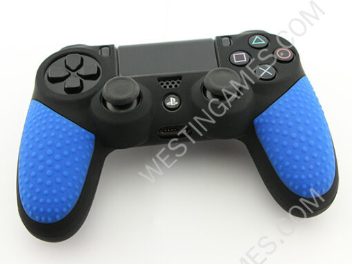 Black Silicone Protective Case with Particle Grip for PS4 Dualshock 4 Controllers - Blue - Image 4
