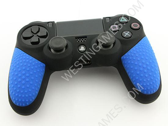 Black Silicone Protective Case with Particle Grip for PS4 Dualshock 4 Controllers - Blue - Image 4