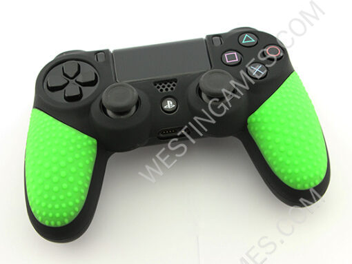 Black Silicone Protective Case with Particle Grip for PS4 Dualshock 4 Controllers - Green - Image 4