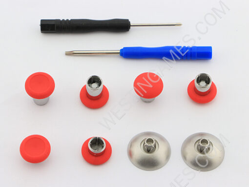 8Pcs Swap Thumbsticks Grips Metal Magnetic Stick Set for PS5 PS4 XBOX ONE Series X Switch Pro Controlle - Red