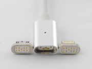 2in1 Magnetic Adapter Charger USB Data Charging Sync Cable For IOS iPhone Samsung Android - Silver 03