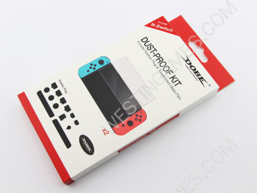 Professional Silicone Rubber Dust-proof Plug Kit and Tempered Glass Protector for NS Switch Conosle