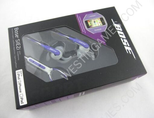 In-ear Sport Headphones with Mic and Voice Control fit iPhone iPod for Bose Sie2i Purple-White (A+)