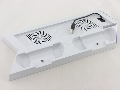 Multi-Function Charging Stand with Built-in Cooling Fans and USB HUB for PS4 - White