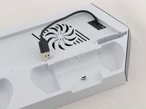 Multi-Function Charging Stand with Built-in Cooling Fans and USB HUB for PS4 - White - Image 3