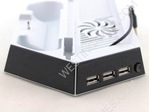 Multi-Function Charging Stand with Built-in Cooling Fans and USB HUB for PS4 - White - Image 5