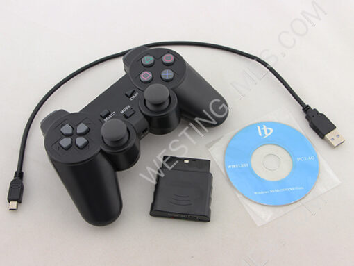 3-in-1 2.4G Wireless Vibration Handle Controller for PS3 PS2 and PC - Black - Image 3