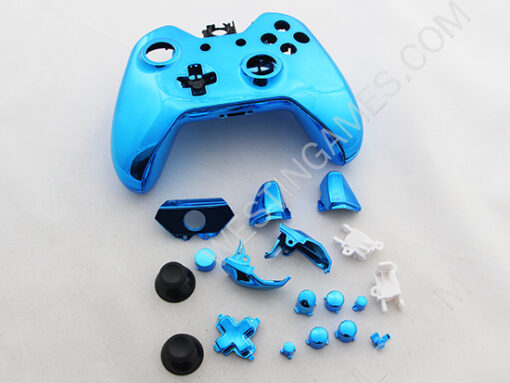 Full Mirror Chrome Housing Shell Case Replacement for XBOX ONE XB1 Wireless Controller - Blue