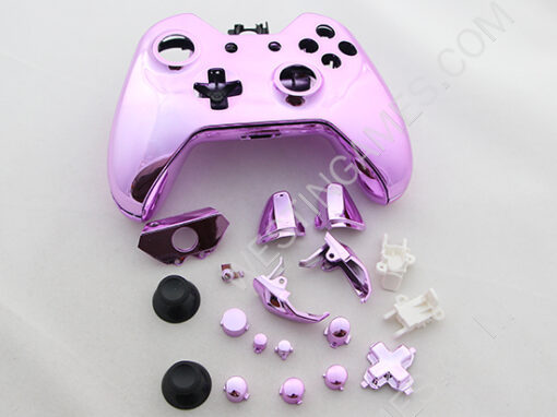 Full Mirror Chrome Housing Shell Case Replacement for XBOX ONE XB1 Wireless Controller - Pink