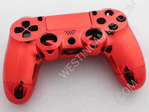 Mirror Chrome Housing Shell Case Replacement for PS4 Dualshock 4 Controller - Red - Image 2