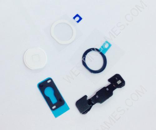 Home Button + Camera and Button Metal Bracket + Rubber and Adhesive Gasket Set for iPad Air - White
