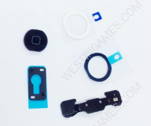 Home Button + Camera and Button Metal Bracket + Rubber and Adhesive Gasket Set for iPad Air - Black