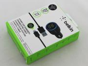 Belkin 1.2m Dual USB 2.1A Car Charger with Lightning Data Cable for iPhone 5 5S / iPad