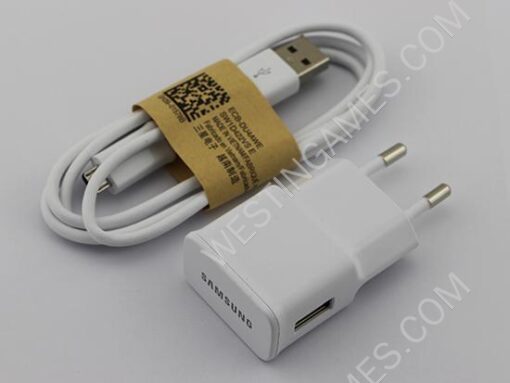 Original 2A EU AC Adapter Wall Charger + USB Data Sync Cable for Samsung Galaxy N7100 S4 S5 - White