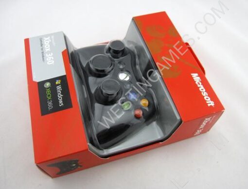Wired Controller Gampad with Red Packing for XBOX 360 and Windows PC - Black