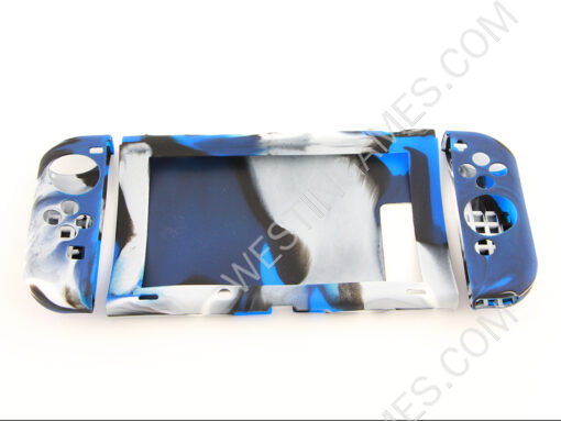 Complete Protective Anti-Slip Soft Camo Silicone Skin Case Set for NS Switch Console - Blue