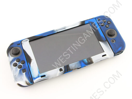 Complete Protective Anti-Slip Soft Camo Silicone Skin Case Set for NS Switch Console - Blue - Image 4