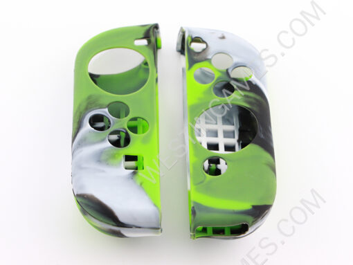 Complete Protective Anti-Slip Soft Camo Silicone Skin Case Set for NS Switch Console - Green - Image 2