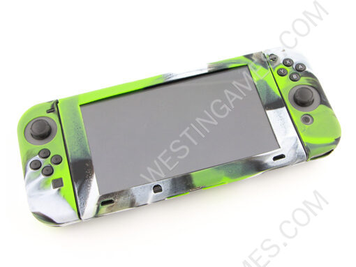 Complete Protective Anti-Slip Soft Camo Silicone Skin Case Set for NS Switch Console - Green - Image 4