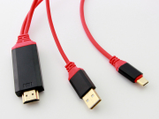 USB TYPE-C 3.1 4K UHD to HDMI Cable with Samrt Power Charge for Macbook Galasy S8 Android Phone Red 02