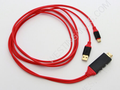 USB TYPE-C 3.1 4K UHD to HDMI Cable with Samrt Power Charge for Macbook Galasy S8 Android Phone Red - Image 3