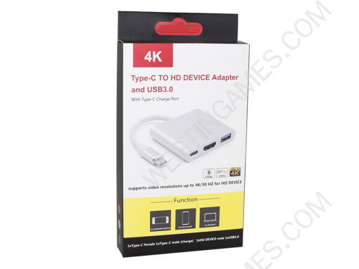 3in1 Type-C 4K 30Hz HD Dock Converter Adapter for Ns Switch Samsung S8 Macbook - Gold