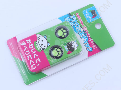Premium Cute Cat Claw Design Anti-slip Thumb Stick Grips Caps for Nintendo Switch Pro Green
