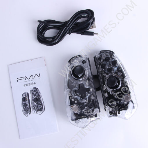 iine Left and Right Wireless joycon controller with Handle Grip for NS switch Console - Clear White - Image 3