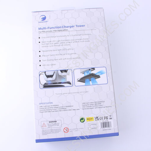 Multifunctional Cooling Stand with Cooler Discs Slot and Controller Charging Dock RGB Light for PS5 - Image 2