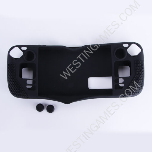 Game Console Case Soft Silicone Protective Cover Anti-Scratch Shockproof with Analog Grip for Steam Deck - Black