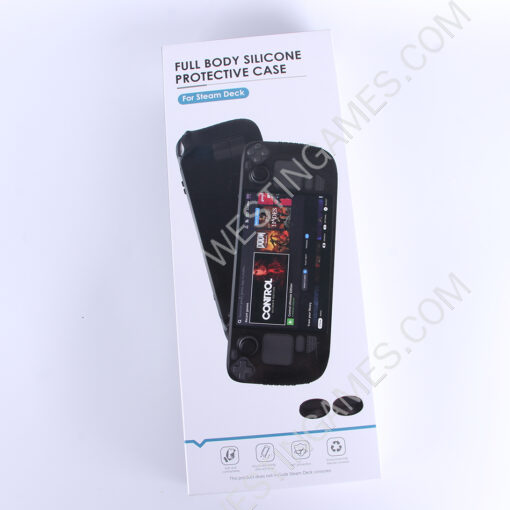 Game Console Case Soft Silicone Protective Cover Anti-Scratch Shockproof with Analog Grip for Steam Deck - Black - Image 5