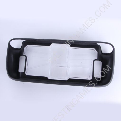 Comfortable PC Frame + tpu Grip Case and Ergonomic Shock-Absorption Cover for Steam Deck Black+Clear