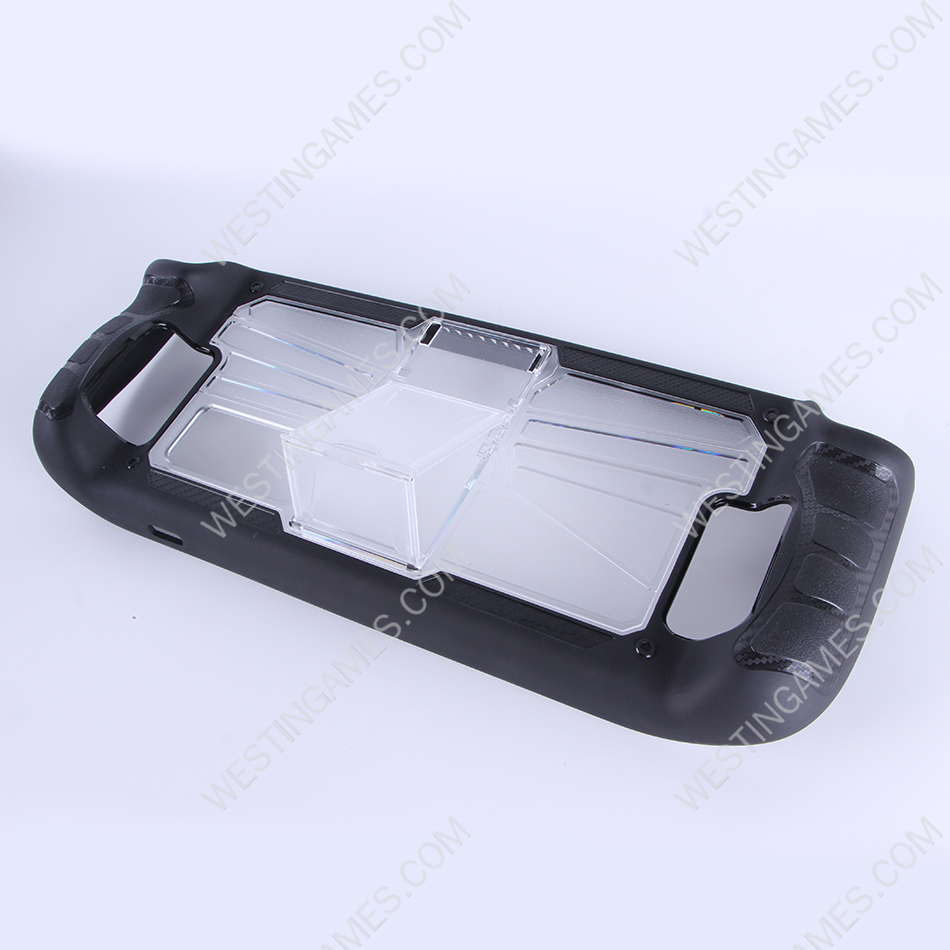Comfortable PC Frame + tpu Grip Case and Ergonomic Shock-Absorption Cover for Steam Deck Black+Clear - Image 2