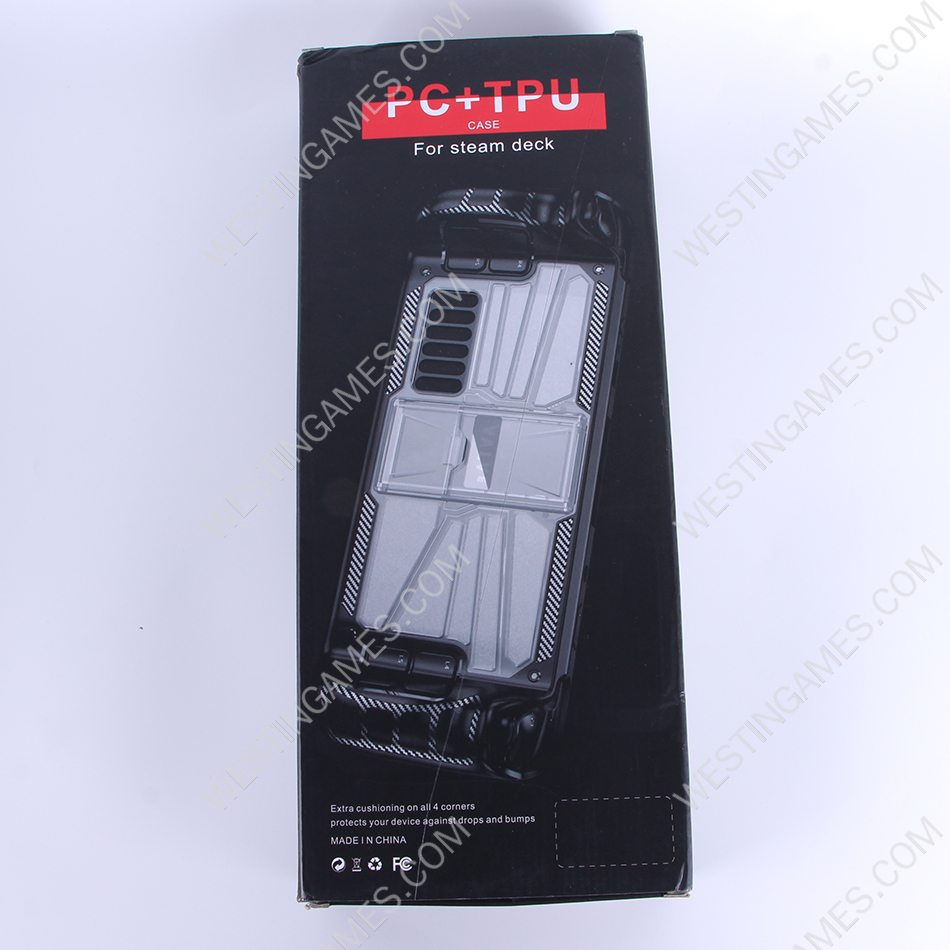 Comfortable PC Frame + tpu Grip Case and Ergonomic Shock-Absorption Cover for Steam Deck Black+Clear - Image 5