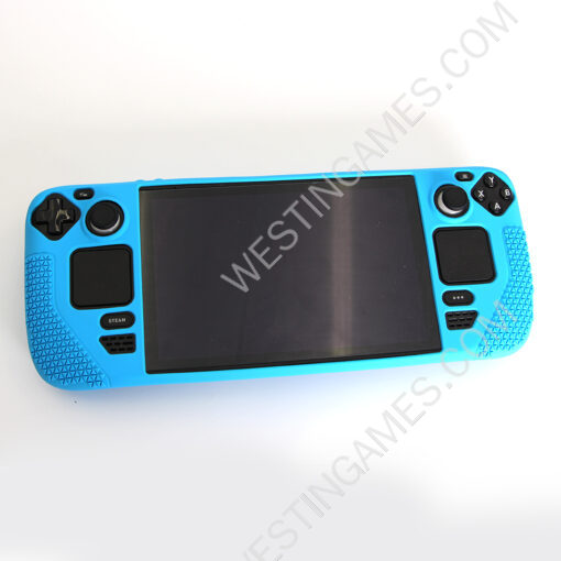 Game Console Case Soft Silicone Protective Cover Anti-Scratch Shockproof with Analog Grip for Steam Deck - Blue - Image 2