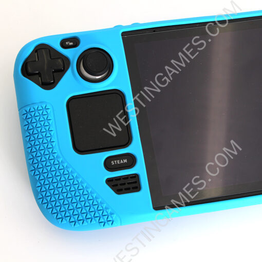 Game Console Case Soft Silicone Protective Cover Anti-Scratch Shockproof with Analog Grip for Steam Deck - Blue - Image 4
