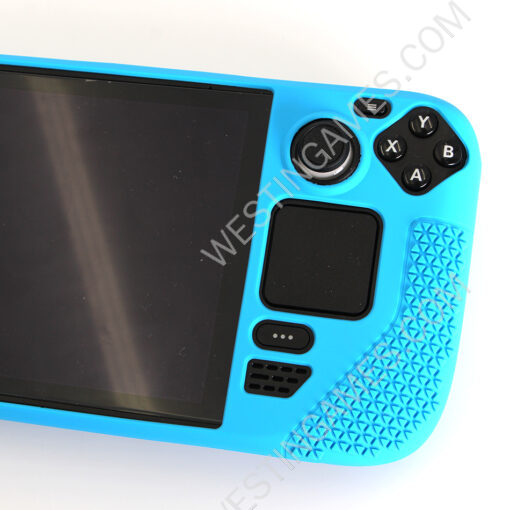 Game Console Case Soft Silicone Protective Cover Anti-Scratch Shockproof with Analog Grip for Steam Deck - Blue - Image 5