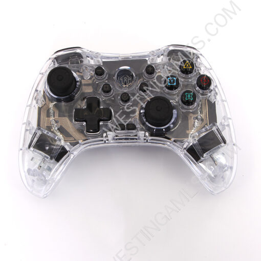 Wireless Game Controller RGB Glare Game Hand Joystick Computer and Phone Game Controller for Switch PS3/PC Transparent White - Image 2