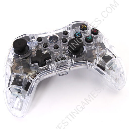 Wireless Game Controller RGB Glare Game Hand Joystick Computer and Phone Game Controller for Switch PS3/PC Transparent White - Image 4