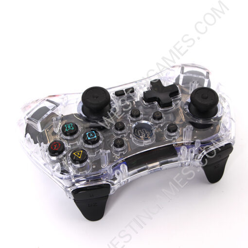 Wireless Game Controller RGB Glare Game Hand Joystick Computer and Phone Game Controller for Switch PS3/PC Transparent White - Image 5