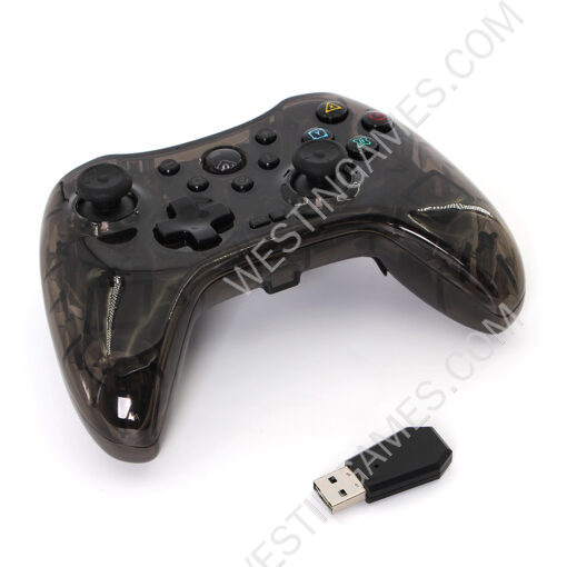 Wireless Game Controller RGB Glare Game Hand Joystick Controller with USB Receiver for Switch PS3/PC/TV BOX Transparent White