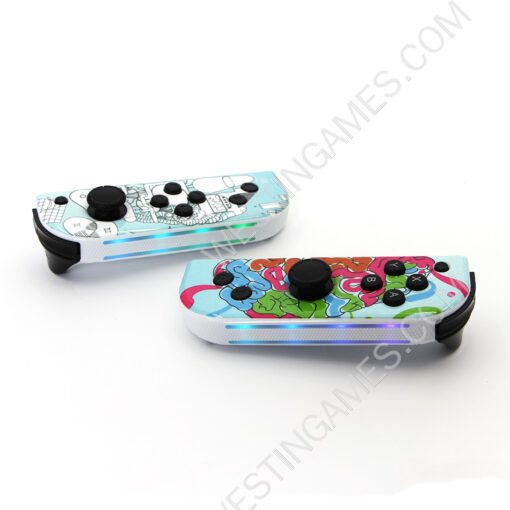 Wireless Gamepad Left and Right Controller Support Turbo and RGB Light for Switch Joycon - Street Graffiti - Image 5