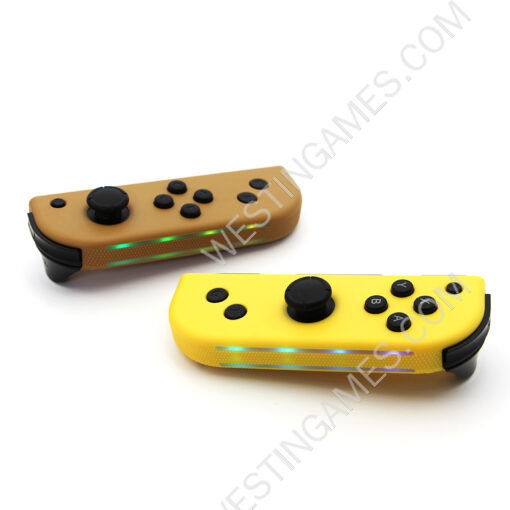 Wireless Gamepad Left and Right Controller Support Turbo and RGB Light for Switch Joycon - Brown and Yellow - Image 5